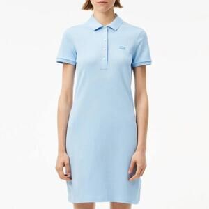 Lacoste Short Sleeve Stretch Cotton Pique Polo Mini Dress Blue Women's 34 / S